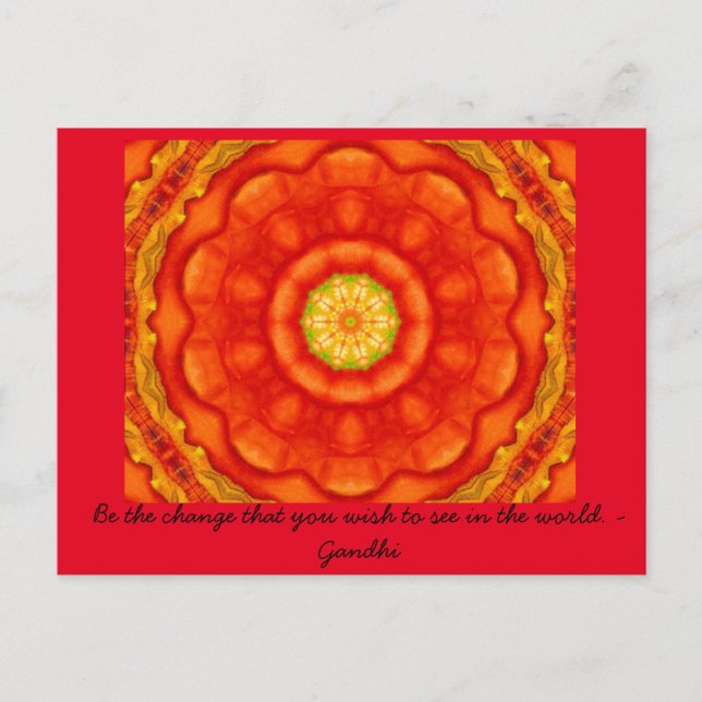 Cartão Postal Seja a citação de Gandhi, palavras inspiradoras (Frente)
