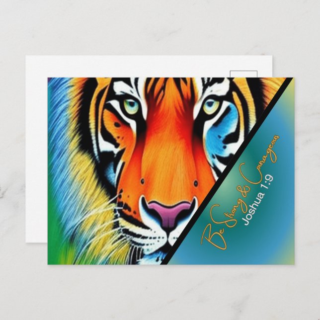 Cartão Postal Seja forte e corajosa fé cristã (Frente/Verso)