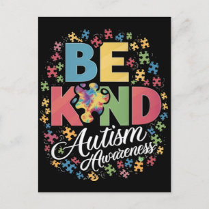 Cartão Postal Seja gentil com conhecimento do autismo Design