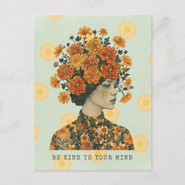 Cartão Postal Seja gentil com sua mente (Frente)