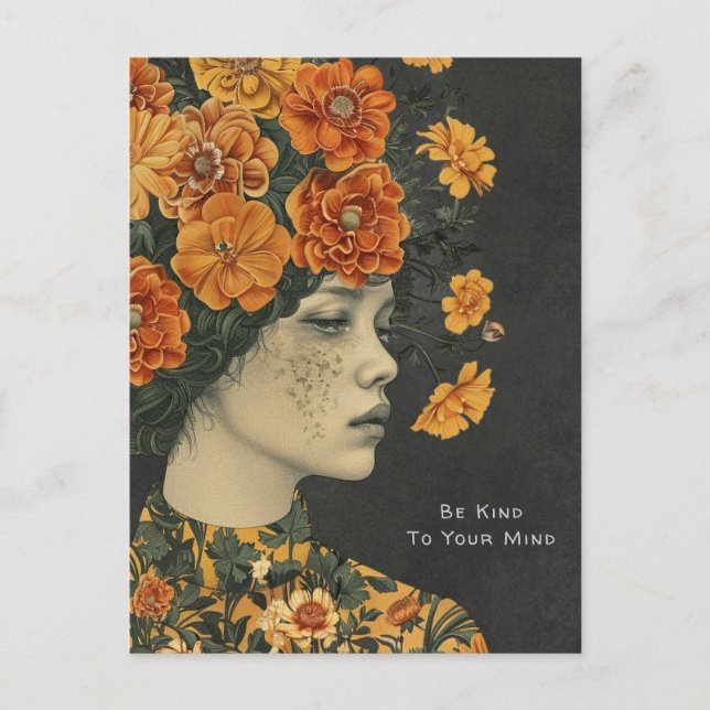 Cartão Postal Seja gentil com sua mente artística (Frente)