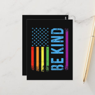 Cartão Postal Seja Gentil Lgbt Lgbtq Orgulho Gay Arco-íris