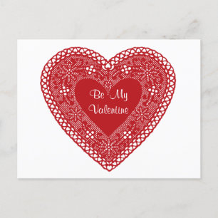 Cartão Postal Seja Meu Namorados Vintage Lace Heart