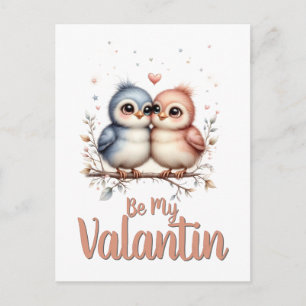 Cartão Postal Seja Meu Valentin – Lindos Pássaros de Amor Arte d