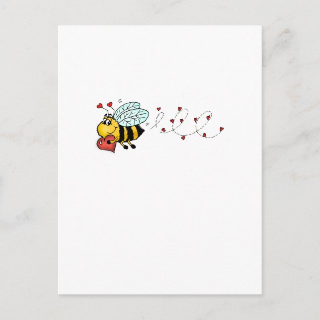 Cartão Postal Seja minha - Cute Bee segurando um coração (Frente)