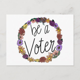Cartão Postal Seja Um Voter Floral Wreath