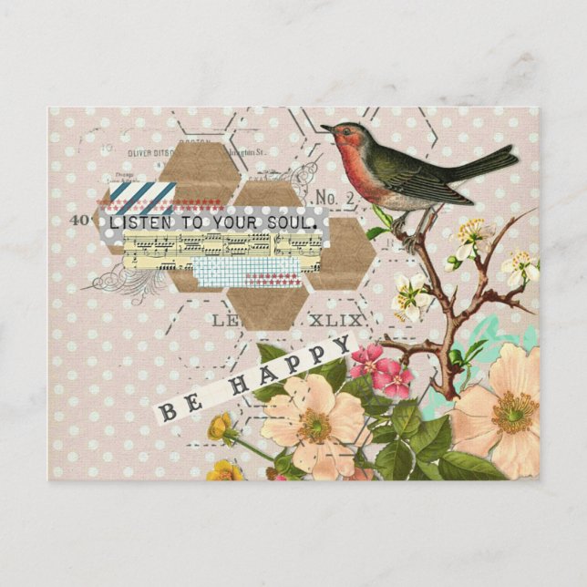 Cartão Postal Seja uma colagem digital feliz (Frente)