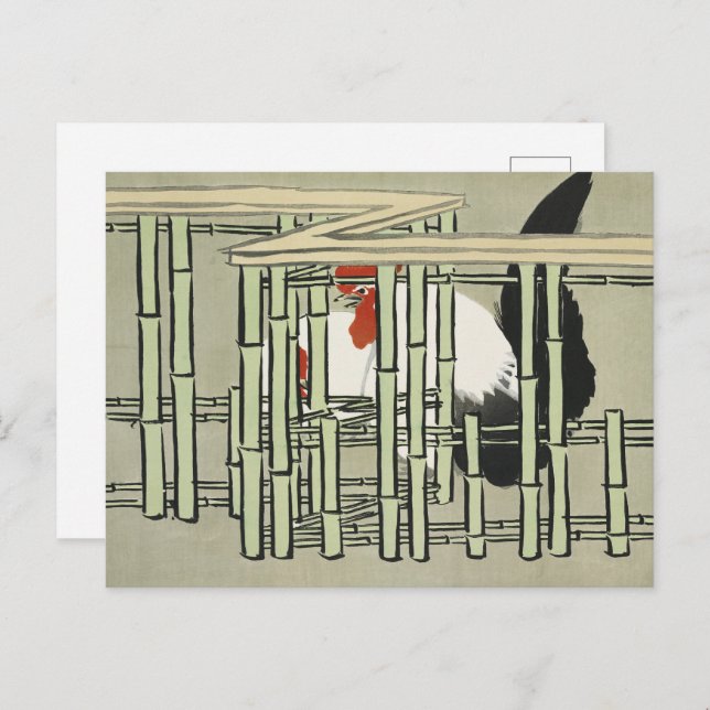 Cartão Postal Sekka Roosters de Momoyogusa Arte Japonesa (Frente/Verso)