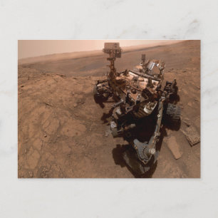Cartão Postal Selfie da Paisagem Marciana Vermelha da Curiosity