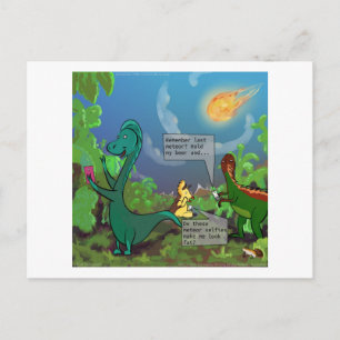 Cartão Postal Selfie de Dinossauro Cômico Engraçado