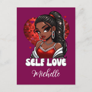 Cartão Postal Selflove: Dia de os namorados de Mulher Negra