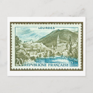 Cartão Postal Selo Antigo de Lourdes, França