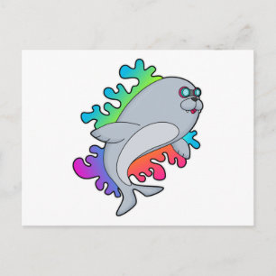 Cartão Postal Selo com óculos