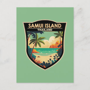 Cartão Postal Selo de arte de viagem da ilha Ko Samui Tailândia