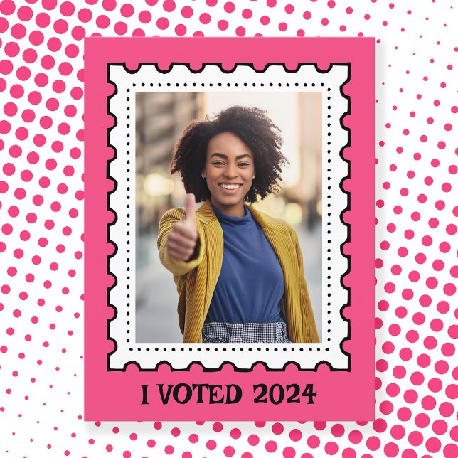 Cartão Postal Selo de Correio Rosa Direitos das Mulheres Eleição (Personalise this postcard with your own photo. You may add your own text too.)