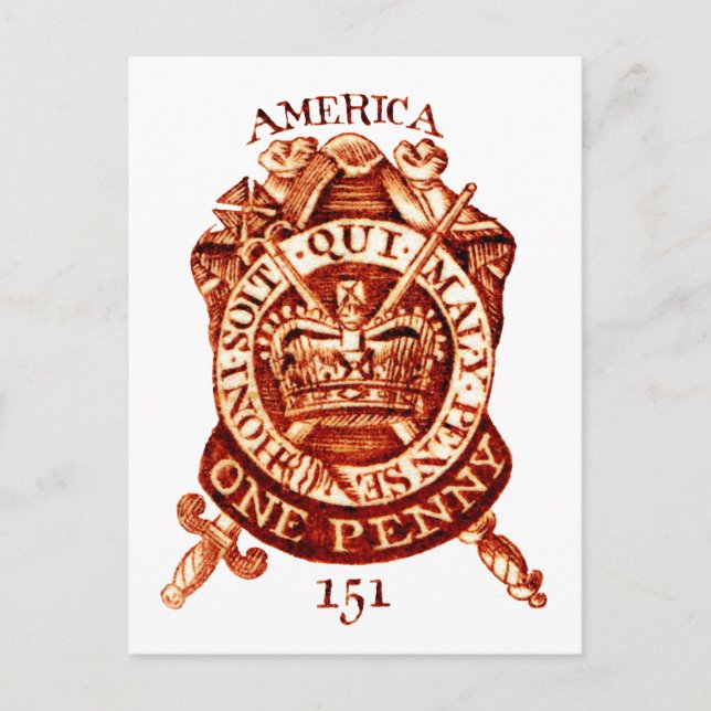 Cartão Postal Selo Fiscal Americano de 1765 (Frente)