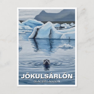 Cartão Postal Selo na Islândia Lagoa Glacial Jökulsárlón Viagem