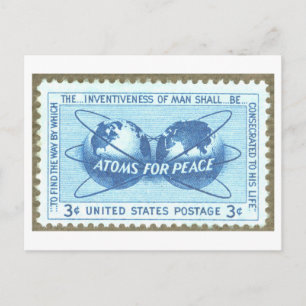 Cartão Postal Selo postal "Átomos para a Paz" dos EUA Vintage