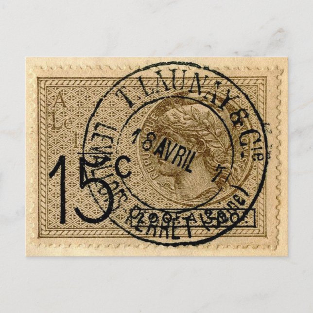 Cartão postal - Selo postal francês vintage ilustr (Frente)
