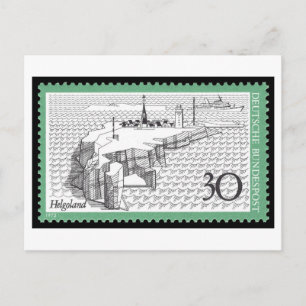 Cartão Postal Selo Vintage Alemão Helgoland Década de 1970