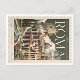 Cartão Postal Selo Vintage Roma Clássica