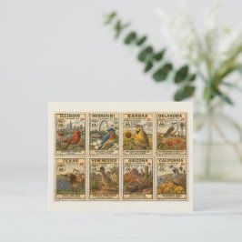 Cartão Postal Selos de Estrada dos EUA Papelaria Retro