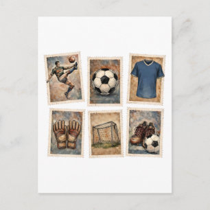 Cartão Postal Selos de Futebol Antigo Coleção de Futebol