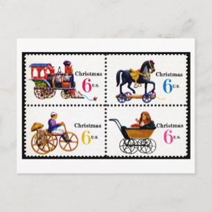 Cartão Postal Selos de Natal Vintage EUA