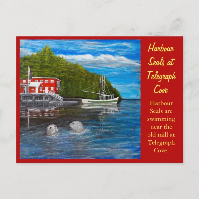 Cartão Postal Selos em Telegraph Cove, BC Canadá. (Frente)