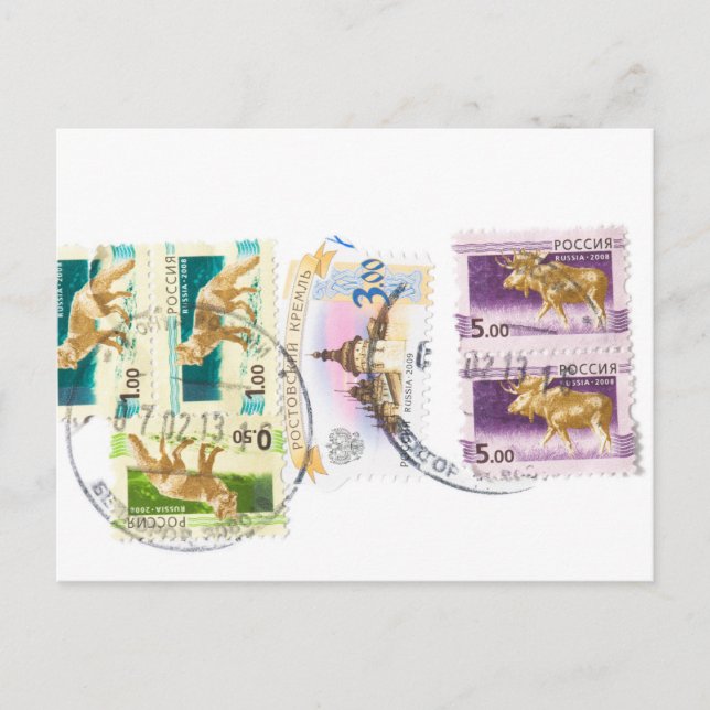 Cartão Postal Selos russos (Frente)