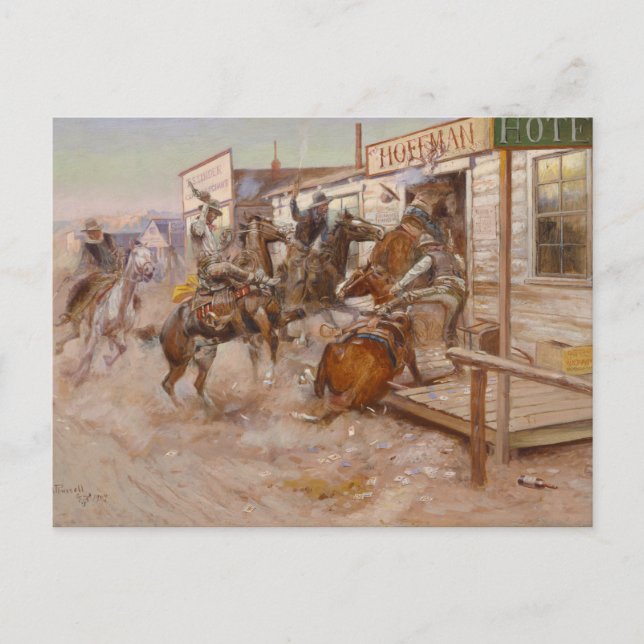 Cartão Postal Sem bater por Charles Marion Russell (Frente)
