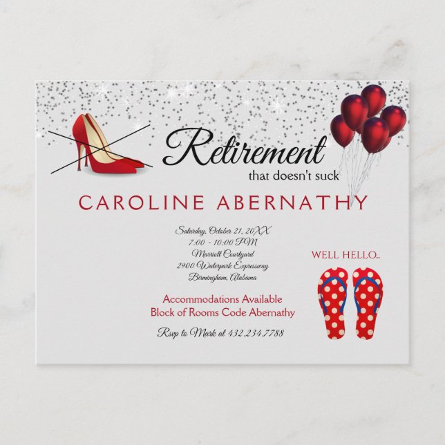 Cartão Postal Sem Bombas Chinelos Alô Cinza de Festas de Reforma (Frente)