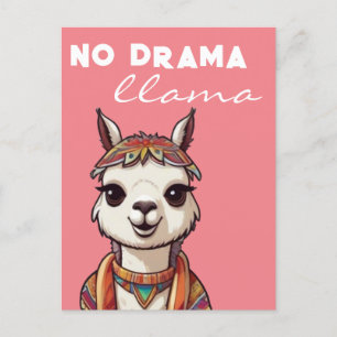 Cartão Postal Sem Drama Llama Funky Bonito Alpaca Girly Pink