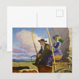 Cartão Postal Sem Fim Prairie: Mulher do Vagão de N.C. Wyeth