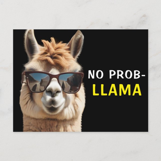 Cartão Postal Sem Prob-Llama Legal Alpaca com óculos Sunitas Eng (Frente)
