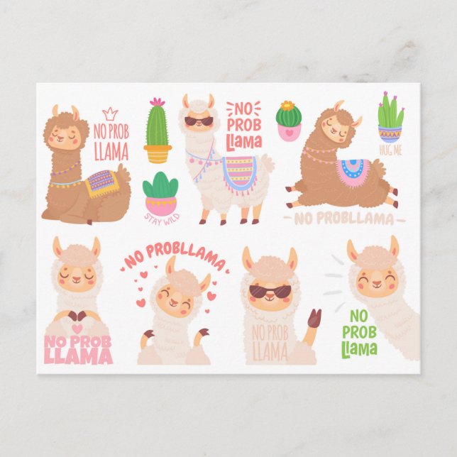 Cartão Postal Sem Problema Llamas (Frente)