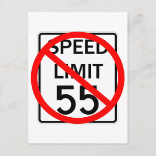 Cartão Postal Sem sinal de limite de velocidade de 55 mph