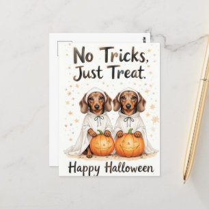 Cartão Postal Sem Truques Apenas Tira Doce Do Halloween Duo