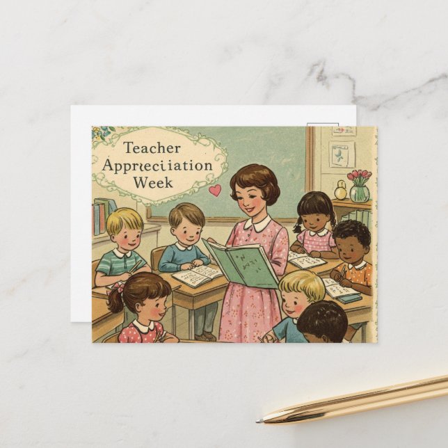 Cartão Postal Semana de Apreciação de Professores (Frente/Verso In Situ)