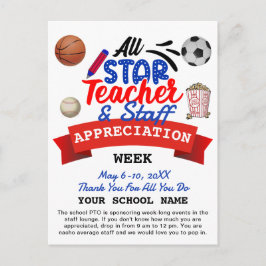 Cartão Postal Semana de Apreciação de Professores Itinerário PTO