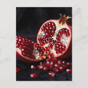 Cartão Postal Sementes de Romã Maduras Fruta Suculenta Dramática