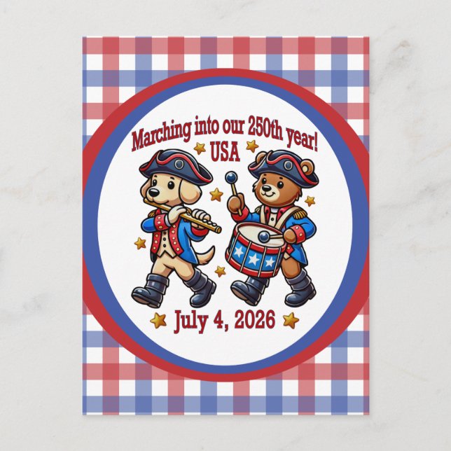 Cartão Postal Semiquinentenário do 250º aniversário dos EUA (Frente)