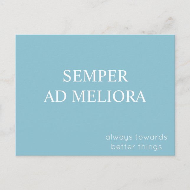 Cartão Postal Semper Ad Meliora Latim Quote Turquoise (Frente)