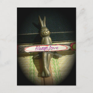Cartão Postal Sempre Ame o Design de Arte Inspiradora do Coelho