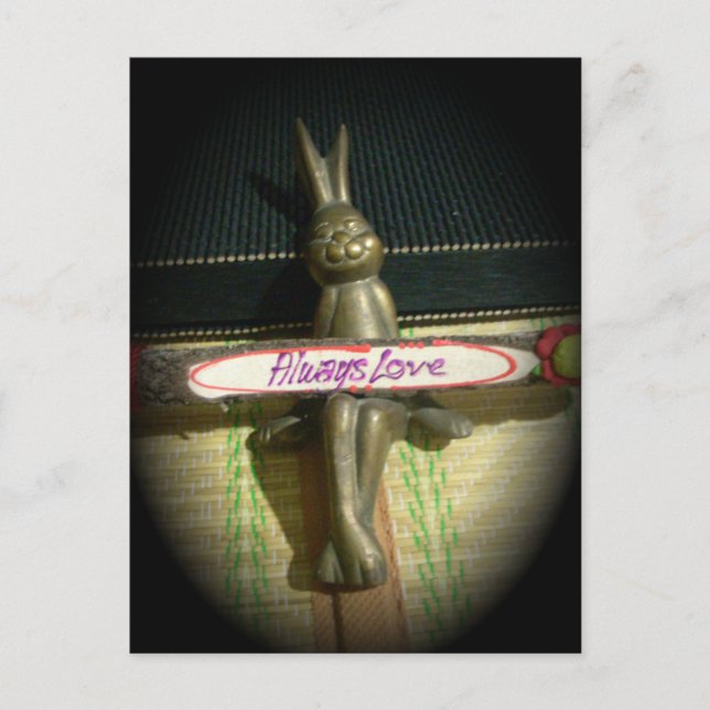 Cartão Postal Sempre Ame o Design de Arte Inspiradora do Coelho (Frente)