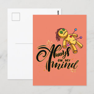 Cartão Postal Sempre na Minha Mente Boneca Vodu Divertida de Hal