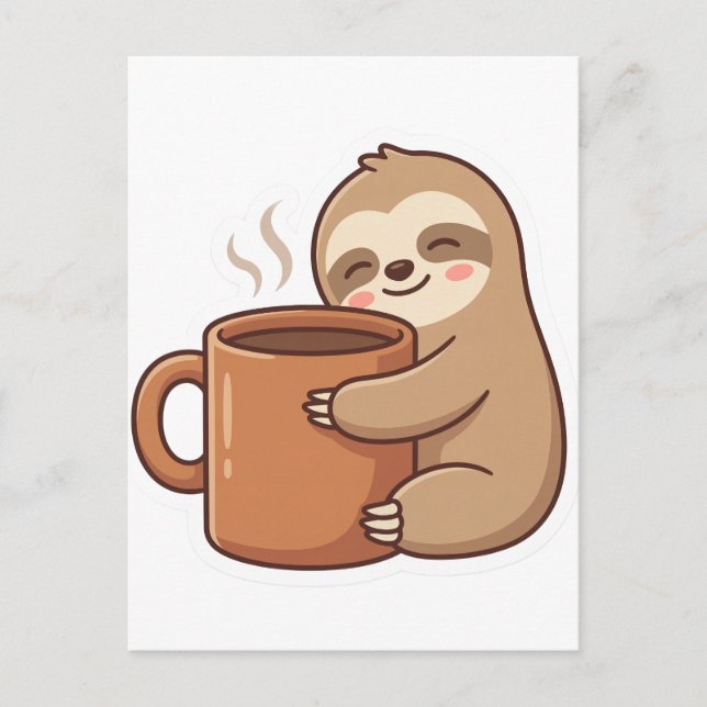 Cartão Postal Sending Slow Vibes Sloth Postcard |Cute Hello Note (Frente)