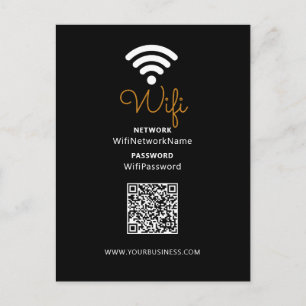 Cartão Postal Senha Wi-Fi Empresarial Preto e Branco Promocional