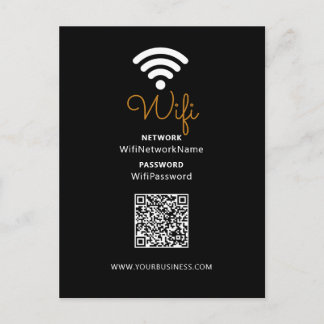Cartão Postal Senha Wi-Fi Empresarial Preto e Branco Promocional