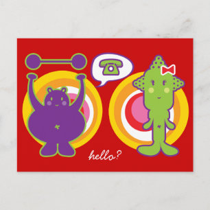 Cartão Postal Senhor Roxo e Senhorita Verde Personagem de Desenh